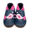 Inch Blue Girls Baby Luxury Leather Soft Sole Pram Shoes - Bird d' Amour 6-12m