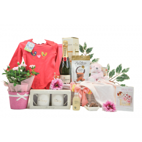Flowers and Champagne Baby Girl Hamper 