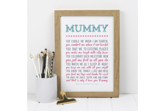 'Why I Love You Mummy' Poem Print