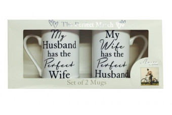 The Perfect Match Husband/Wife China Mug Gift Set