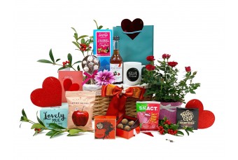 Valentines Flowers and Treats Gift