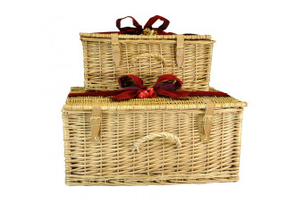 Wicker Hamper With Leather Straps