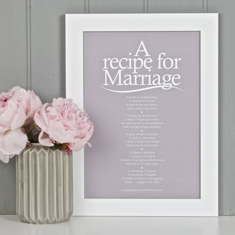"A Recipe For Marriage" Poem Print