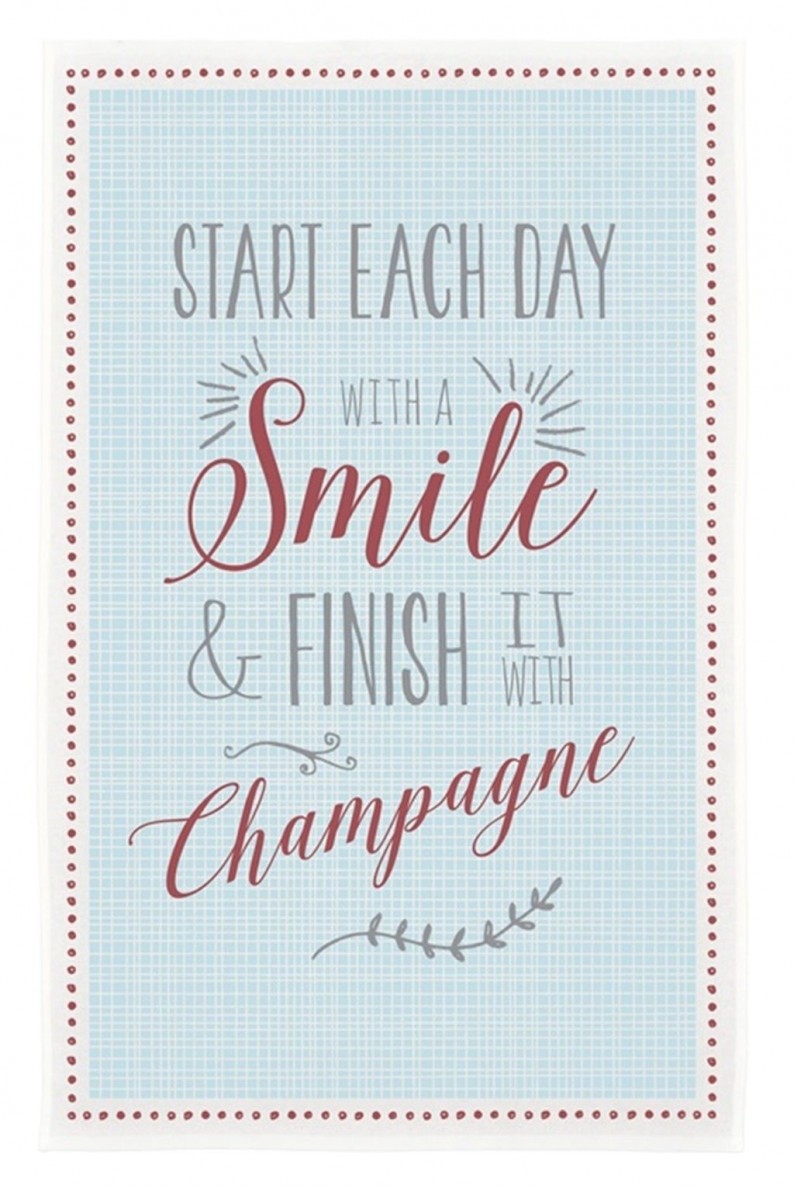 Start Each Day With A Smile Tea Towel by  East of India