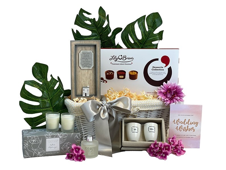 Mr And Mrs Wedding Gift Basket Baskets Galore A complete romantic hamper for married couples comprising 7 adorable promises and 7 gifts. mr and mrs wedding gift basket