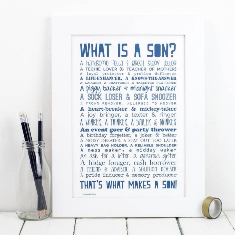 'What Is A Son?' Poem Typographic Print