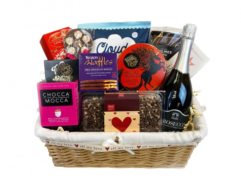 Valentines Day Flowering Gift in basket