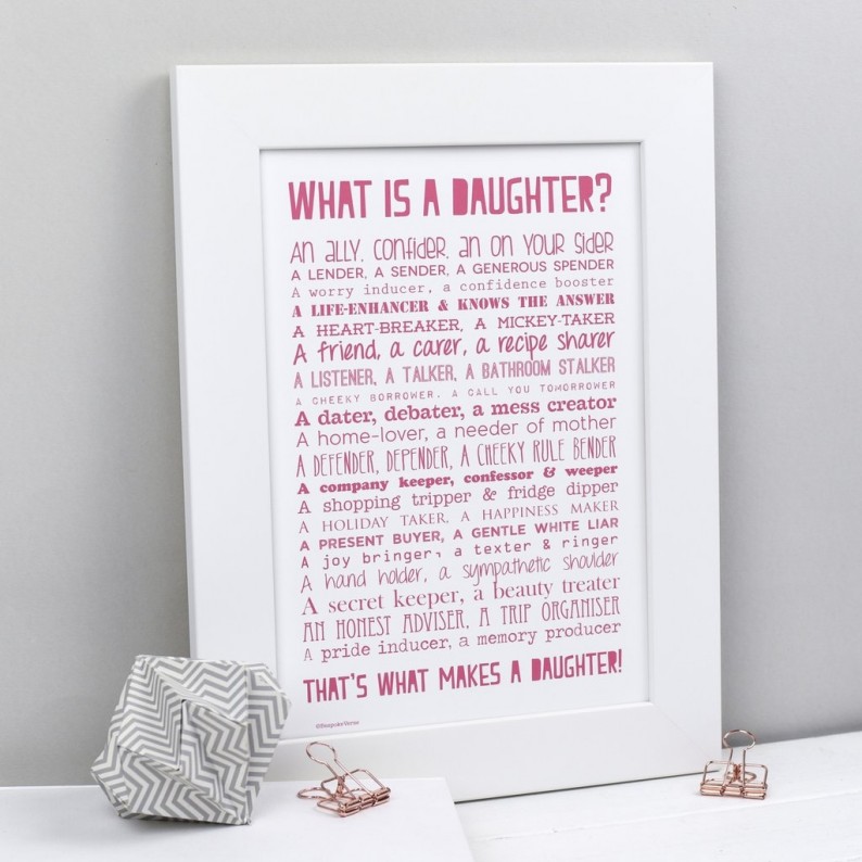"What Is A Daughter" Poem Typographic Print