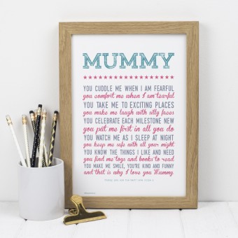 'Why I Love You Mummy' Poem Print