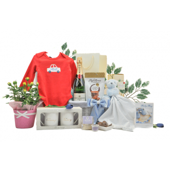 Flowers and Champagne Baby Boy Hamper