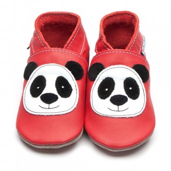 Inch Blue Panda Red Baby Leather Shoes (6-12m)