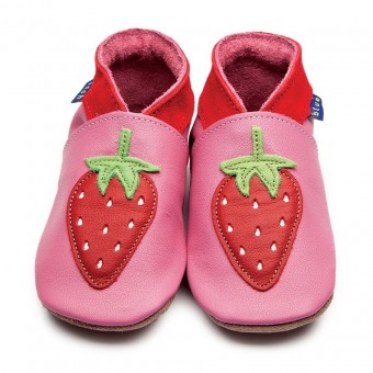 Inch Blue Strawberry Rose Pink Baby Leather Shoes (6-12m)
